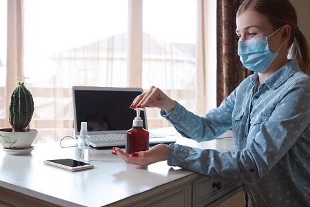 Young woman in face mask